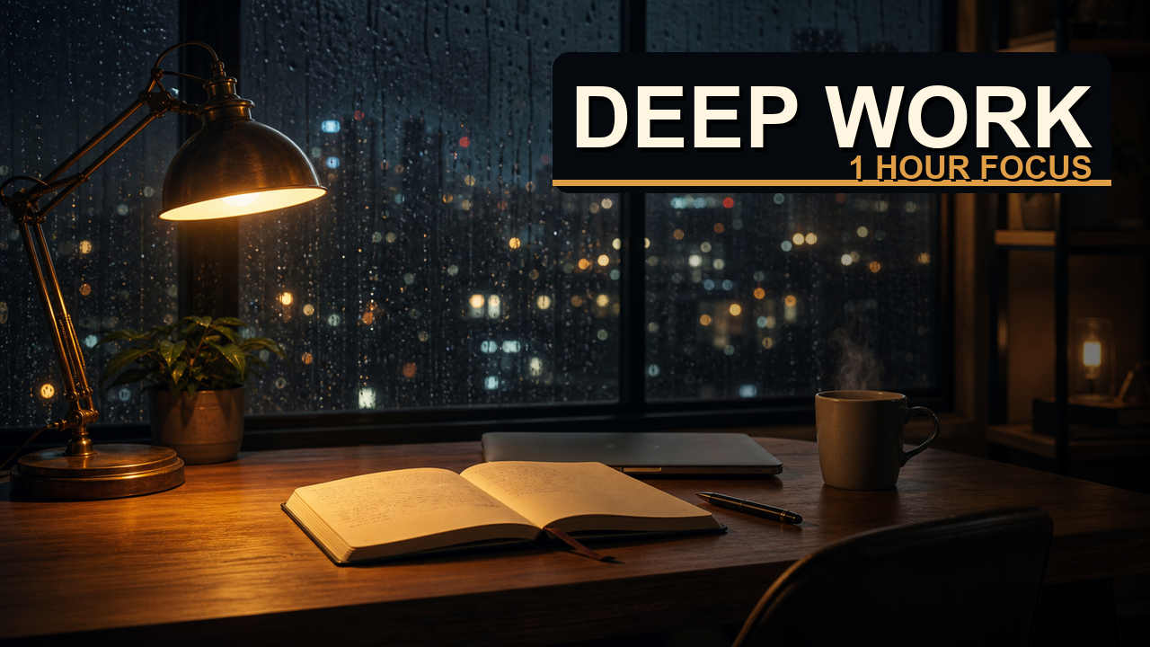Rainy midnight desk ambience thumbnail